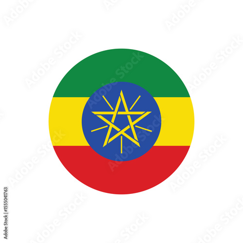 Ethiopia round vector flag icon for independence day celebration with modern graphic design on transparent background