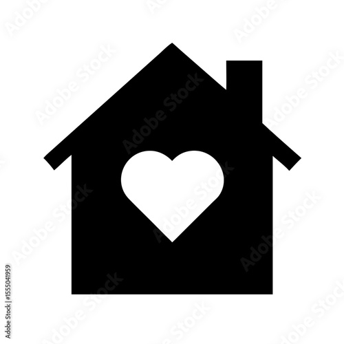 “Home Sweet Home Icon – Solid Black Silhouette in Pictogram Style”
