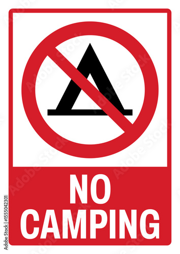 prohibition safety signs v2 uppercase text_no camping landscape size 1/2 a4,a3,a2,a1	

