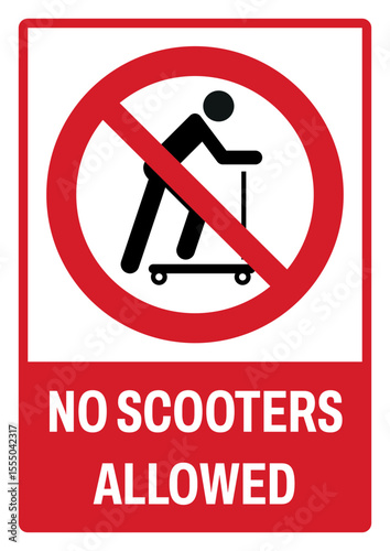 prohibition safety signs v2 uppercase text_no scooters allowed landscape size 1/2 a4,a3,a2,a1	
