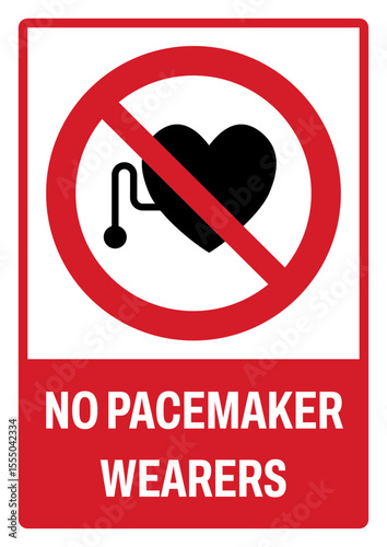 prohibition safety signs v2 uppercase text_no pacemaker weares landscape size 1/2 a4,a3,a2,a1	
