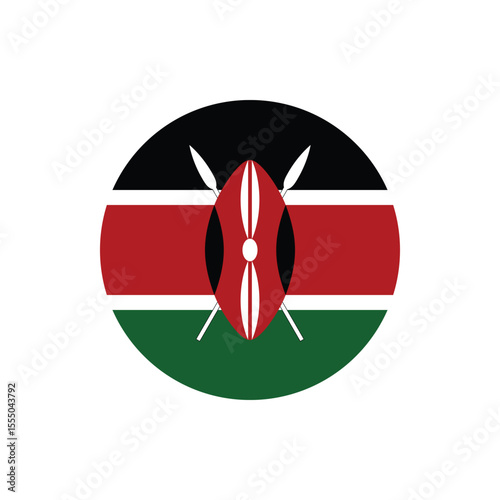 Kenya round vector flag icon for independence day celebration in transparent background for modern graphic design use