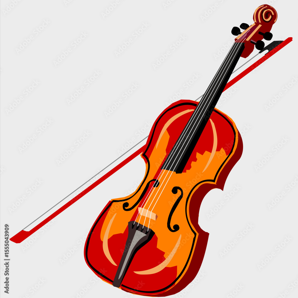 Fototapeta premium the vector illustrations of a violin and the bow, in a simple and classic colours.