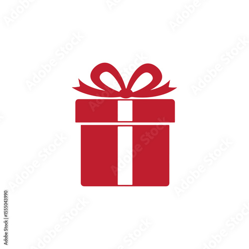 Red gift icon silhouette vector flat illustration design.