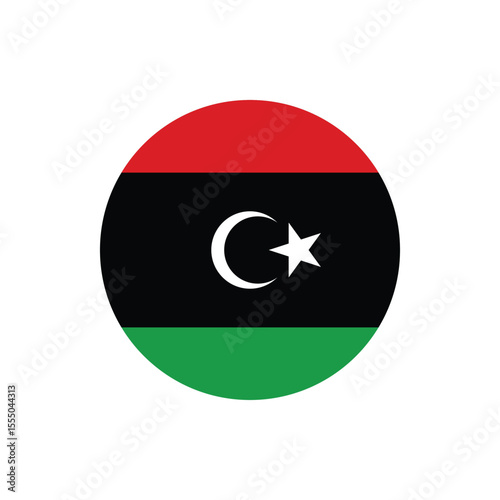 Free Download Libya round national flag icon vector for independence day celebration in flat style with transparent background - GFXLoad