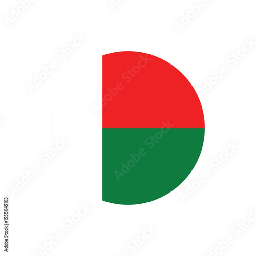 Madagascar round flag icon vector design for independence day celebration with transparent background in modern graphic style