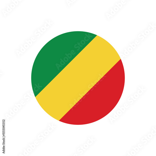 Republic of the Congo round flag icon vector for independence day celebration on clear transparent background in flat graphic style