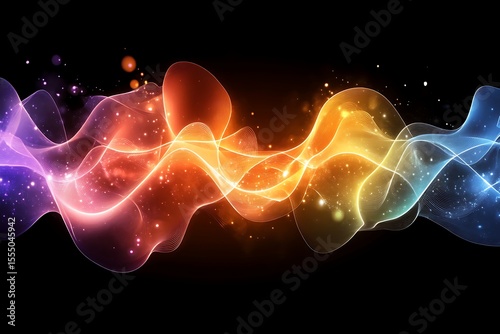 Abstract energy wave with glowing light effects and colorful gradient background design