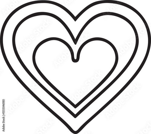 Open Heart Icon in Simple Black Line Style for Love Favorite and Like Button UI or Web Elements