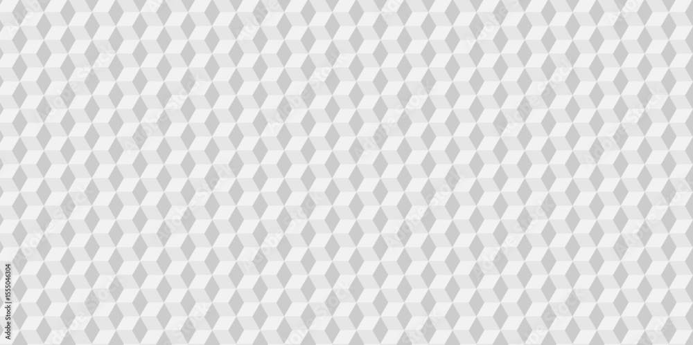 Abstract wall minimal white and gray cube square creative diamond triangle geometric tile hexagon mosaic grid wallpaper design. white and gray geometric block cube structure texture background.	