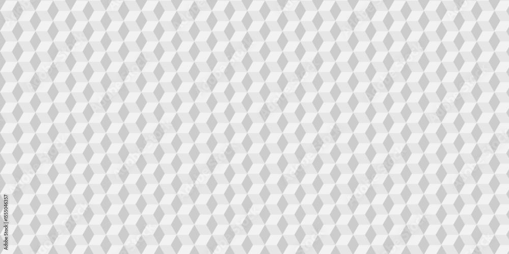 Abstract wall minimal white and gray cube square creative diamond triangle geometric tile hexagon mosaic grid wallpaper design. white and gray geometric block cube structure texture background.	