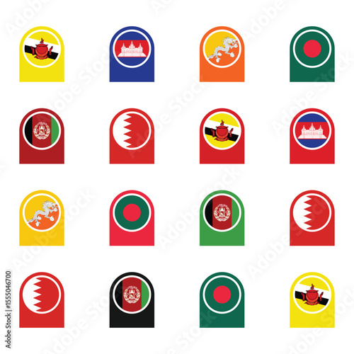 Set of Various Shaped Flags Isolated on White Background