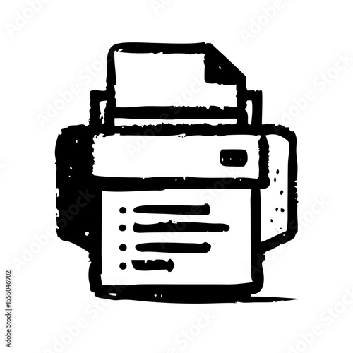 Printer icon isolated on white background in sketch style