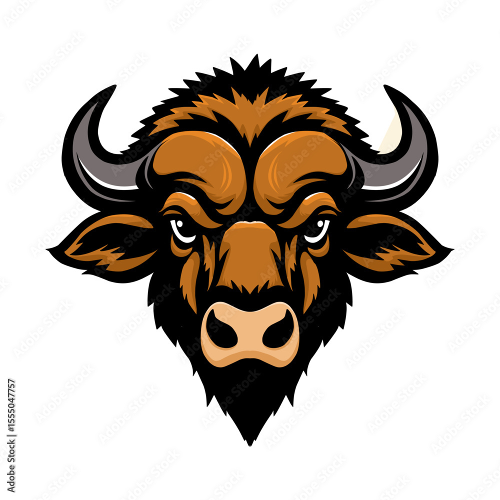 Obraz premium A stylized illustration of a bull's head, representing strength, power, determination, and financial market bullishness
