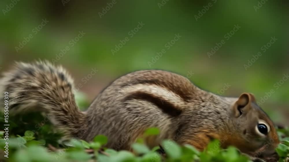A cute and fat squirrel chews food in the middle of the forest. AI video A cute and fat squirrel chews food in the middle of the forest. AI video