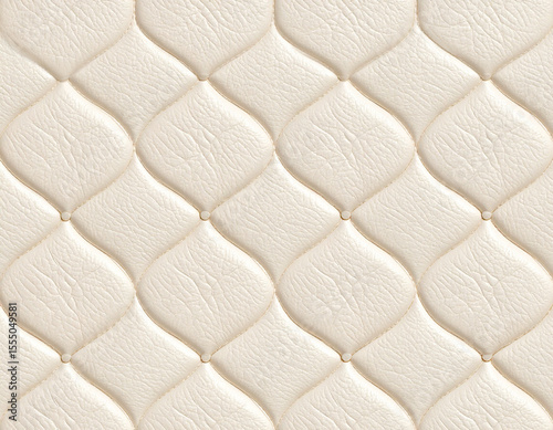 Cream leather with geometric quilted embossed pattern