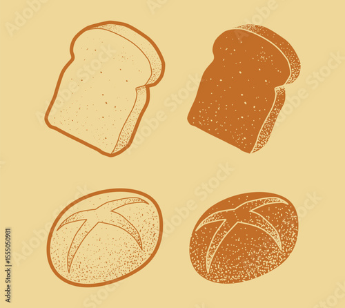 Sliced Bread and Buns Hand Drawn Style