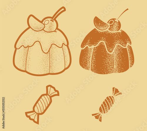 Cupcakes and Candy Hand Drawn Vector