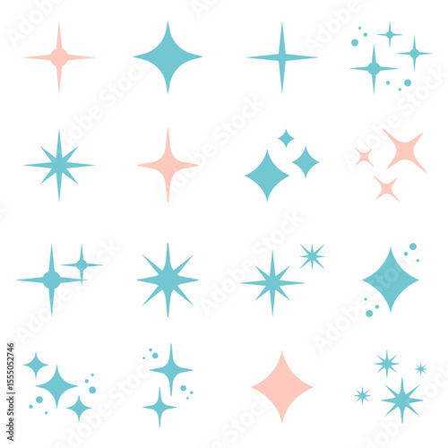 Collection of hand-drawn shining stars