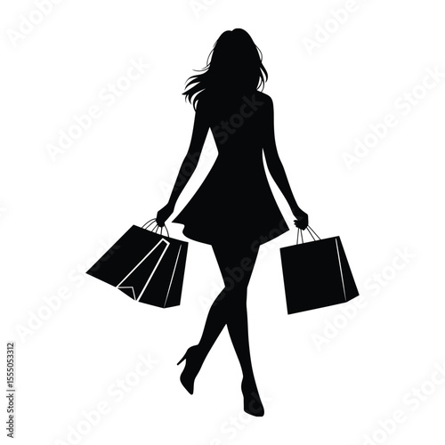 Chic Shopping Woman Silhouette: Perfect for Retail, Fashion, and Lifestyle Designs

