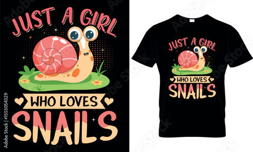 Just a Girl Who Loves Snail t shirt design, Cute Snail Lover T-shirt Design 