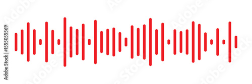 Red sound wave icon. Red Podcast soundwave line of voice. Record music player in red colour. Mobile talk track. Red Sound waves for voice message. Audio wave icon.Waves of the equalizer. 