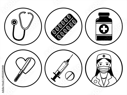 medical icon set sihouette black vector bundle