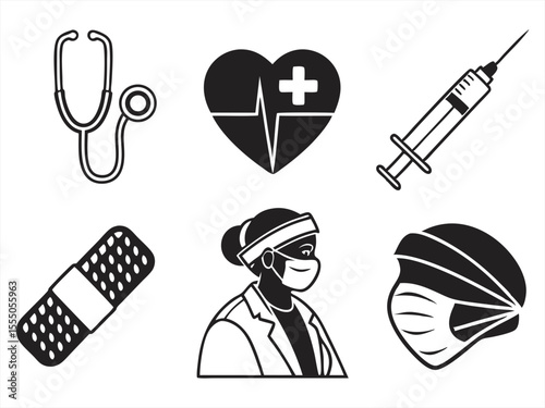 medical icon set sihouette black vector bundle