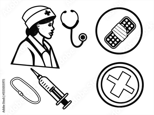 medical icon set sihouette black vector bundle