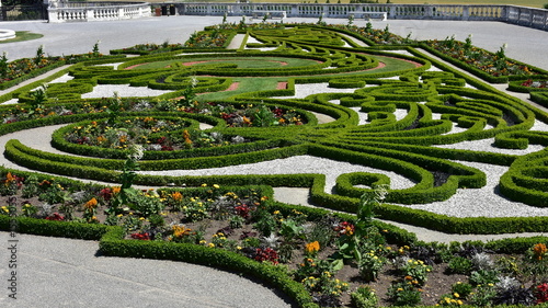 baroque garden with different flower and plants