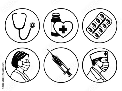 medical icon set sihouette black vector bundle