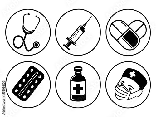 medical icon set sihouette black vector bundle