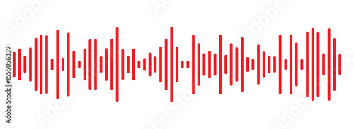 Red sound wave icon. Red Podcast soundwave line of voice. Record music player in red colour. Mobile talk track. Red Sound waves for voice message. Audio wave icon.Waves of the equalizer. 
