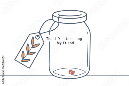 Minimalist illustration of a glass jar with a simple tag attached