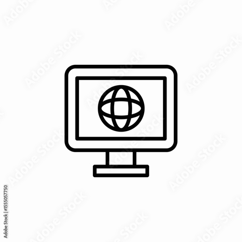 global internet monitor icon sign vector