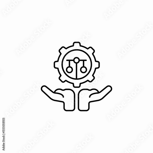 hands holding gear icon sign vector
