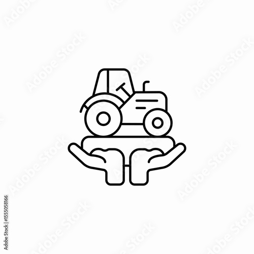 hands holding tractor icon sign vector