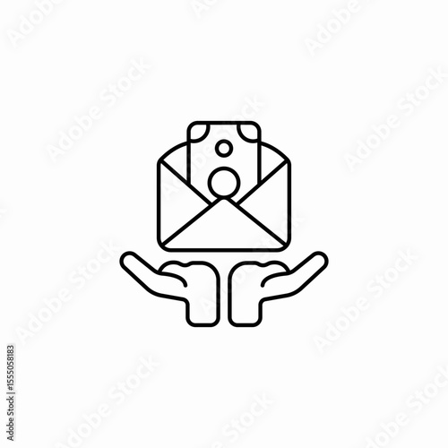 hands holding money envelope icon sign vector