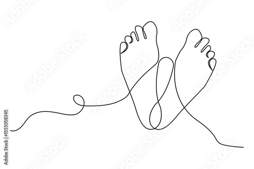 Single line sketch of a human foot sole isolated outline in minimalist style
