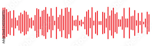 Red sound wave icon. Red Podcast soundwave line of voice. Record music player in red colour. Mobile talk track. Red Sound waves for voice message. Audio wave icon.Waves of the equalizer. 