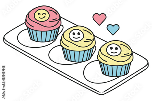 Minimalist cupcake tray with a variety of sweet treats and decorations