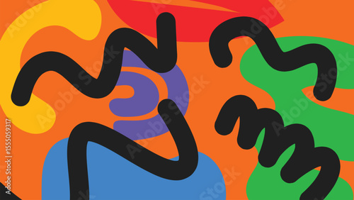 Orange funky squiggle background