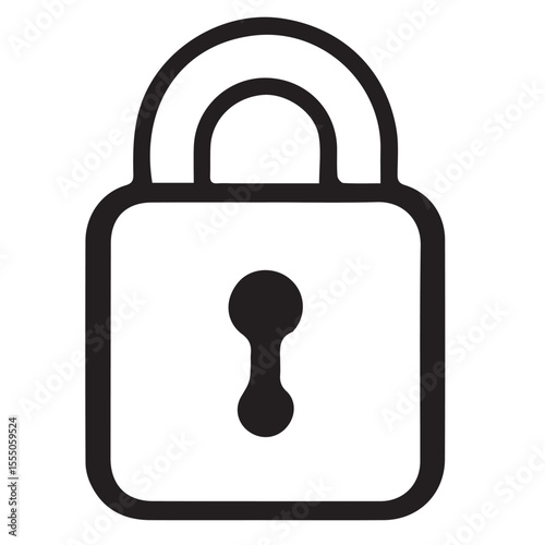 A clear, simple black outline icon of a closed padlock with a keyhole, signifying security or privacy.