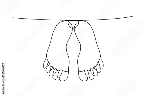 Single line sketch of a human foot sole isolated outline in minimalist style
