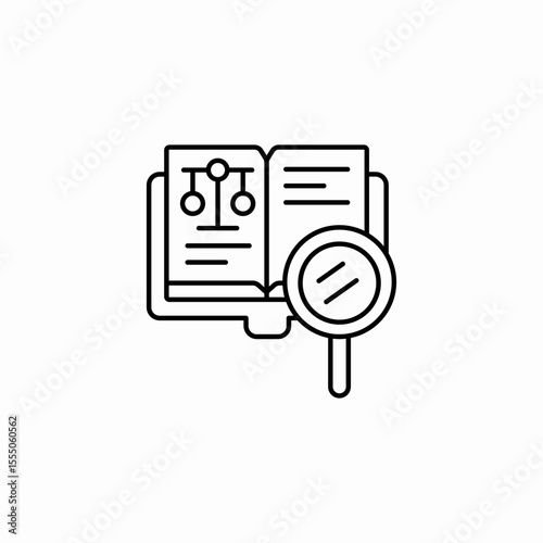 open book magnifying glass icon sign vector