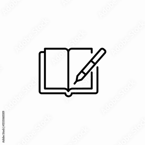 open book pen icon sign vector
