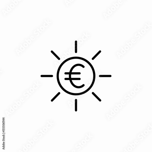 radiating euro currency icon sign vector