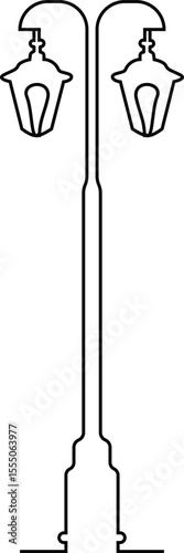 Continuous one line illustration of a street lantern, isolated on transparent background. Vector Illustration