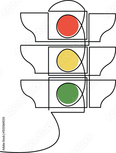 Continuous one line drawing Red traffic light  - Single line vector illustration