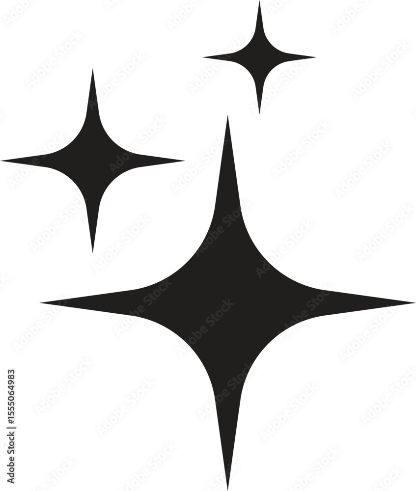 Obraz premium Sharp Four Point Sparkle – Modern Star Icon for UI